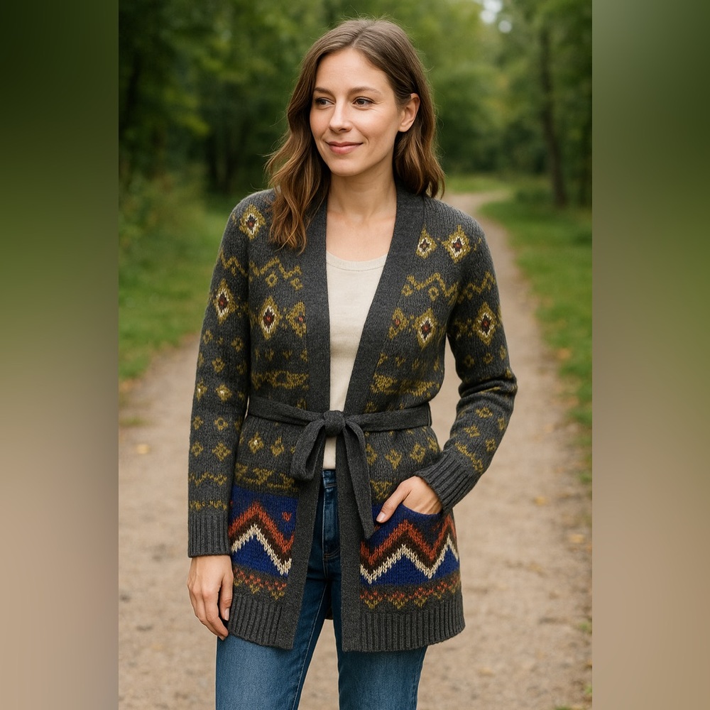 Jackson Rowe Boho Bengal Tiger Knit Cardigan size Large